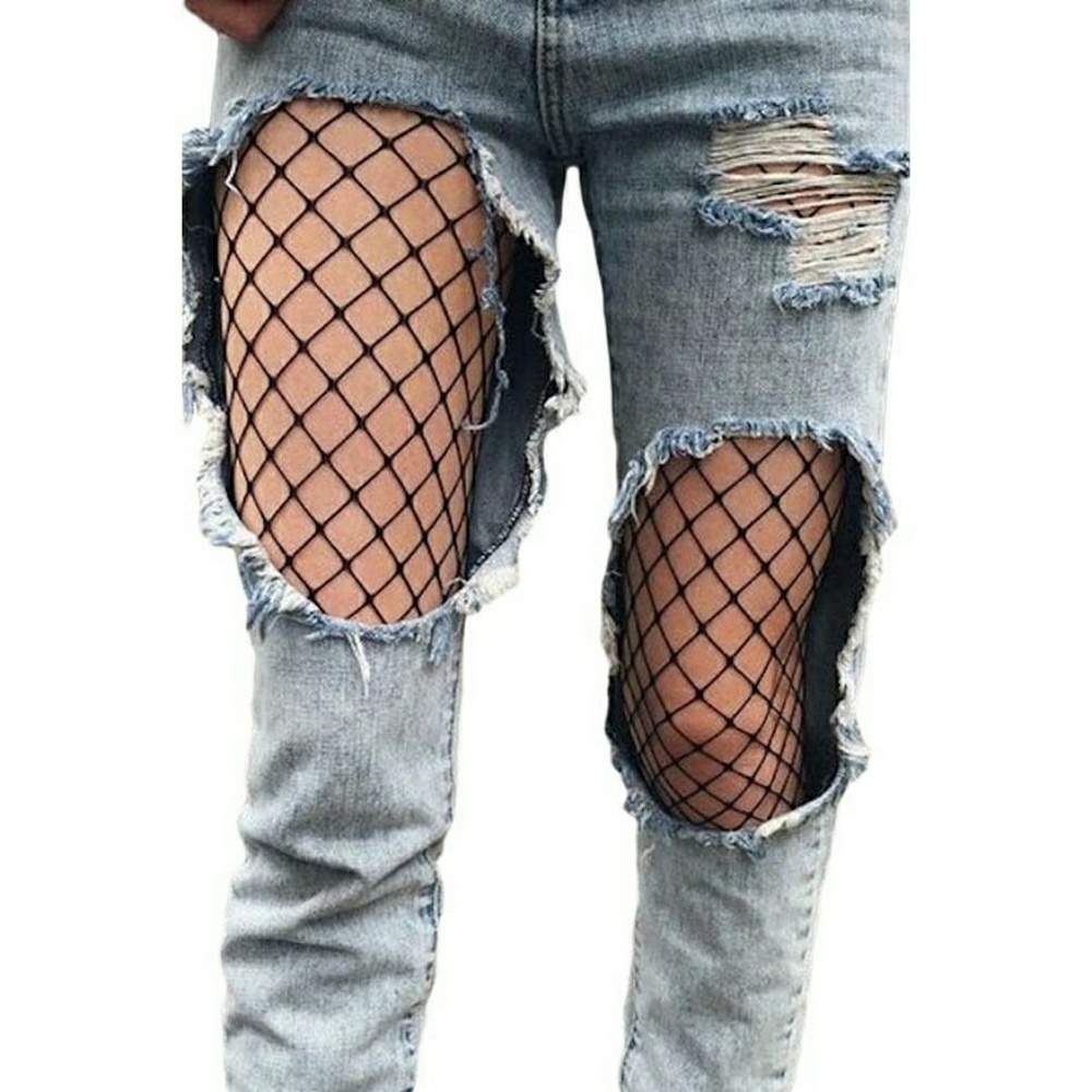 Black Large Diamond Fishnet Stockings Tights